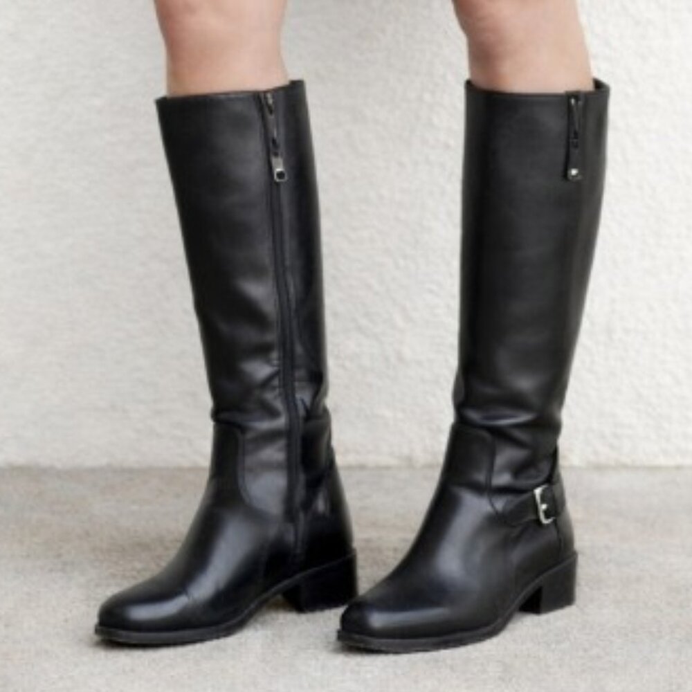 La Canadienne Stefanie Waterproof Black Leather Riding Tall Boot, Size 5